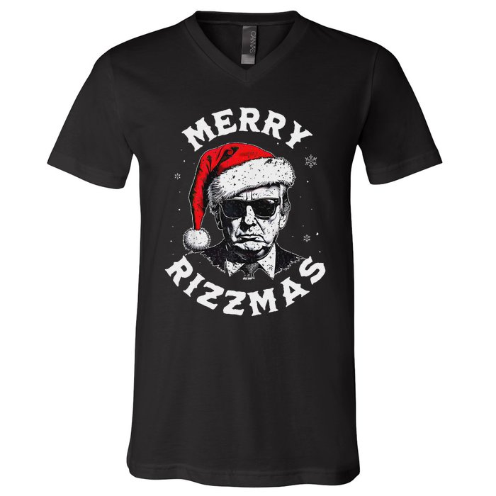 Merry Christmas Funny Trump Santa Claus Xmas Pajamas V-Neck T-Shirt