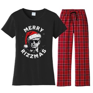 Merry Christmas Funny Trump Santa Claus Xmas Pajamas Women's Flannel Pajama Set