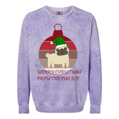 Merry Christmas From The Pug Elf Design Great Gift Colorblast Crewneck Sweatshirt