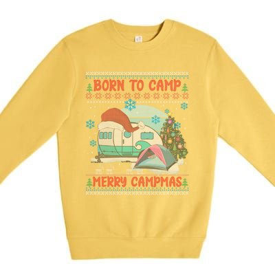 Merry Campmas Funny Camping Camper Christmas Ugly Sweater Gift Premium Crewneck Sweatshirt