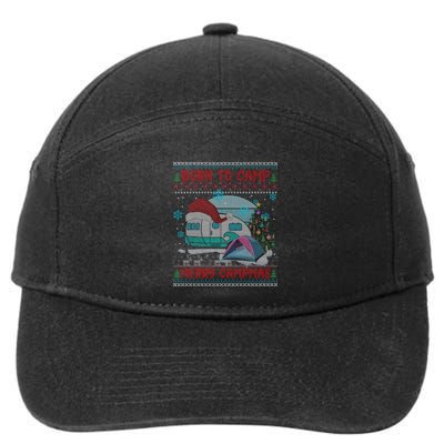Merry Campmas Funny Camping Camper Christmas Ugly Sweater Gift 7-Panel Snapback Hat