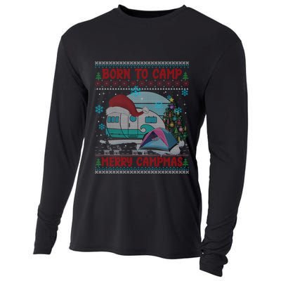 Merry Campmas Funny Camping Camper Christmas Ugly Sweater Gift Cooling Performance Long Sleeve Crew
