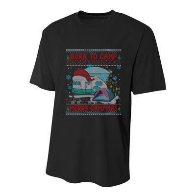 Merry Campmas Funny Camping Camper Christmas Ugly Sweater Gift Youth Performance Sprint T-Shirt