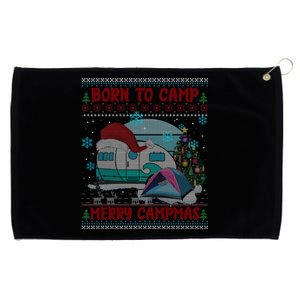 Merry Campmas Funny Camping Camper Christmas Ugly Sweater Gift Grommeted Golf Towel