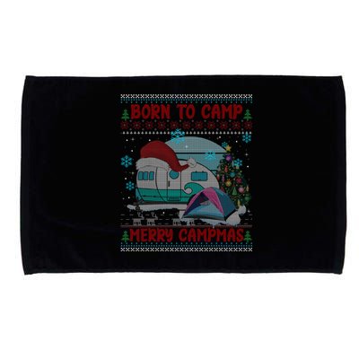 Merry Campmas Funny Camping Camper Christmas Ugly Sweater Gift Microfiber Hand Towel