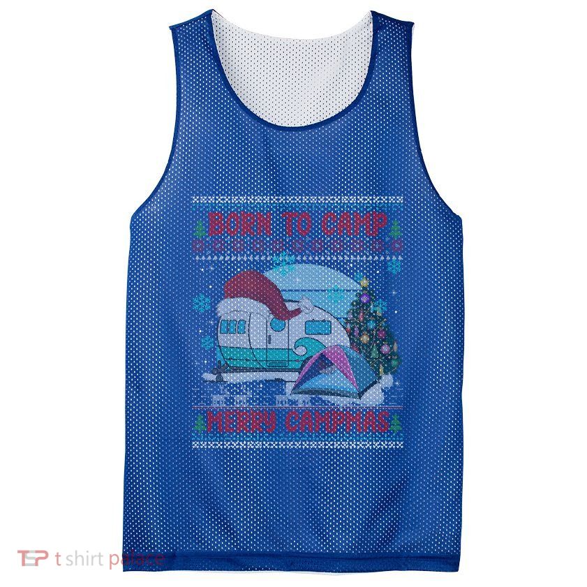 Merry Campmas Funny Camping Camper Christmas Ugly Sweater Gift Mesh Reversible Basketball Jersey Tank