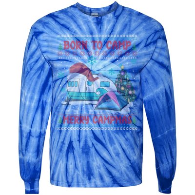 Merry Campmas Funny Camping Camper Christmas Ugly Sweater Gift Tie-Dye Long Sleeve Shirt