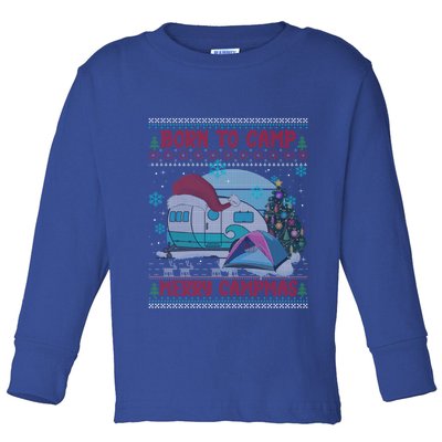 Merry Campmas Funny Camping Camper Christmas Ugly Sweater Gift Toddler Long Sleeve Shirt