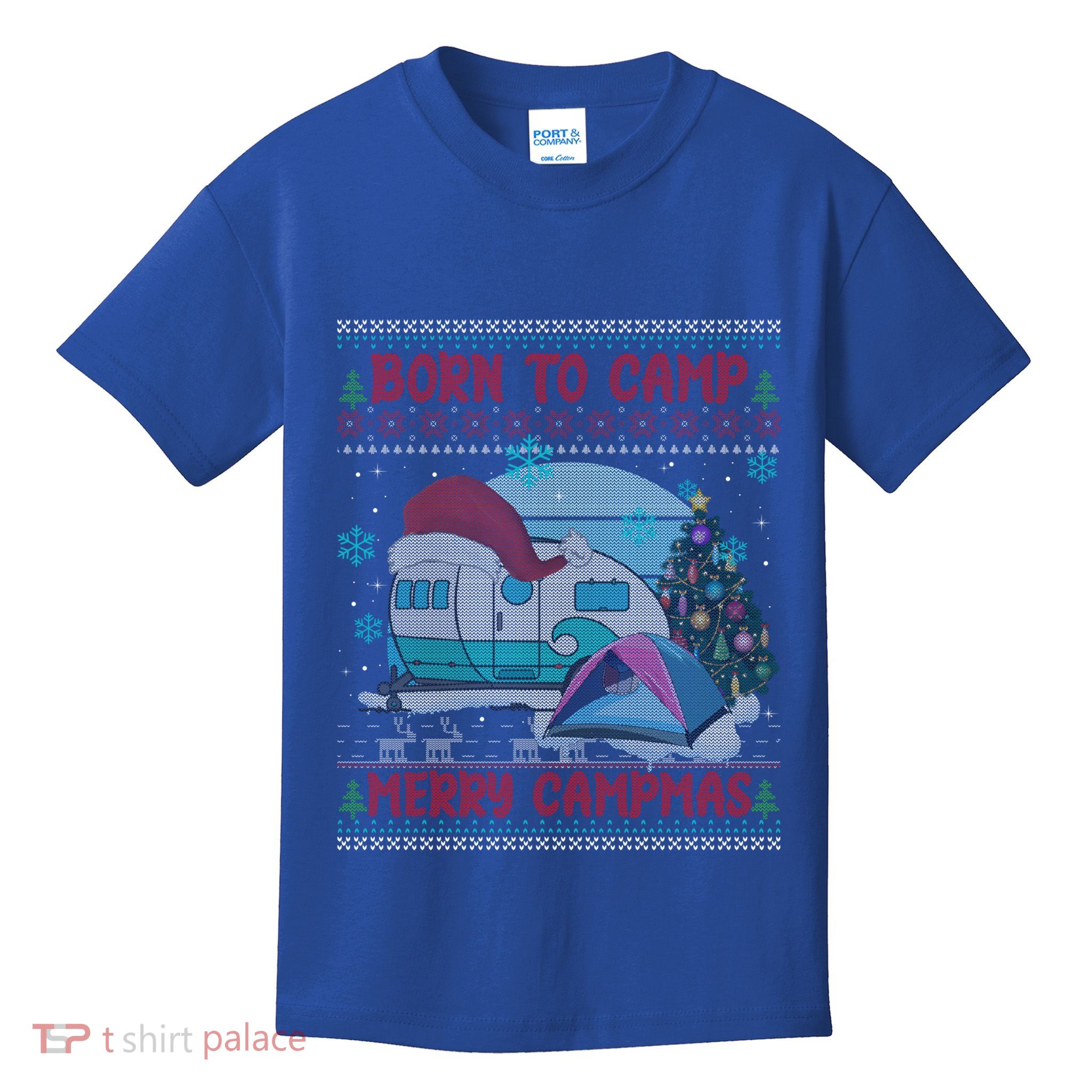 Merry Campmas Funny Camping Camper Christmas Ugly Sweater Gift Kids T-Shirt