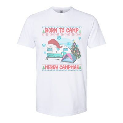 Merry Campmas Funny Camping Camper Christmas Ugly Sweater Gift Softstyle® CVC T-Shirt