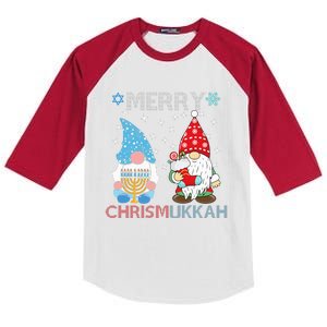 Merry Chrismukkah Funny Gnomes Kids Colorblock Raglan Jersey