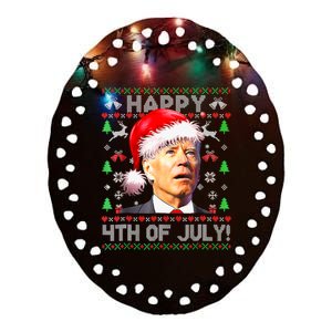 Merry Christmas Funny Joe Biden Happy 4th of July Ugly Xmas Ceramic Oval Ornament