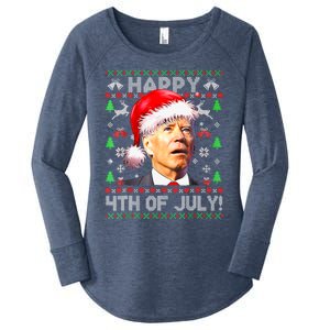 Merry Christmas Funny Joe Biden Happy 4th of July Ugly Xmas Women's Perfect Tri Tunic Long Sleeve Shirt