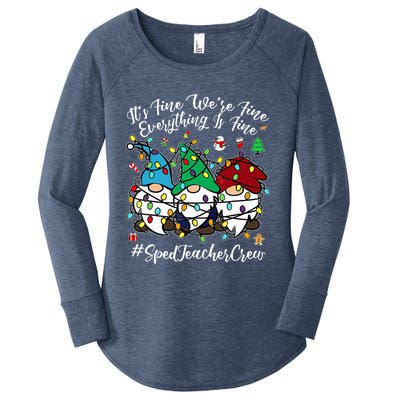 Merry Christmas Funny Everything Is Fine Gnome Sped Teacher Women's Perfect Tri Tunic Long Sleeve Shirt