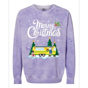 Merry Christmas Funny Xmas Tree Rv Camper Camping Lover Gift Colorblast Crewneck Sweatshirt