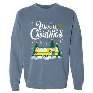 Merry Christmas Funny Xmas Tree Rv Camper Camping Lover Gift Garment-Dyed Sweatshirt