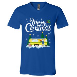 Merry Christmas Funny Xmas Tree Rv Camper Camping Lover Gift V-Neck T-Shirt