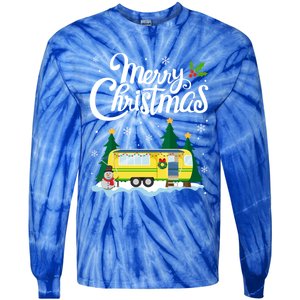 Merry Christmas Funny Xmas Tree Rv Camper Camping Lover Gift Tie-Dye Long Sleeve Shirt