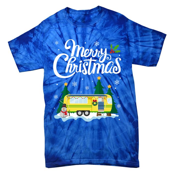 Merry Christmas Funny Xmas Tree Rv Camper Camping Lover Gift Tie-Dye T-Shirt