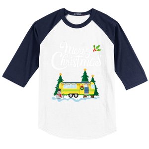 Merry Christmas Funny Xmas Tree Rv Camper Camping Lover Gift Baseball Sleeve Shirt