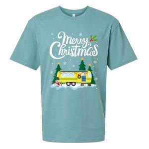 Merry Christmas Funny Xmas Tree Rv Camper Camping Lover Gift Sueded Cloud Jersey T-Shirt