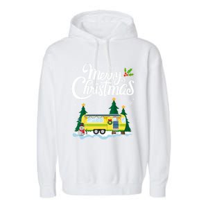 Merry Christmas Funny Xmas Tree Rv Camper Camping Lover Gift Garment-Dyed Fleece Hoodie