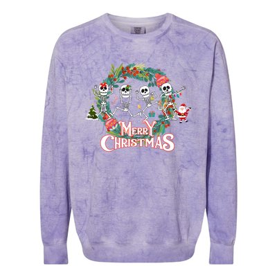 Merry Christmas Funny Dancing Skeletons Xmas Skeleton Dance Meaningful Gift Colorblast Crewneck Sweatshirt