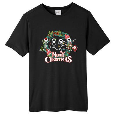 Merry Christmas Funny Dancing Skeletons Xmas Skeleton Dance Meaningful Gift Tall Fusion ChromaSoft Performance T-Shirt