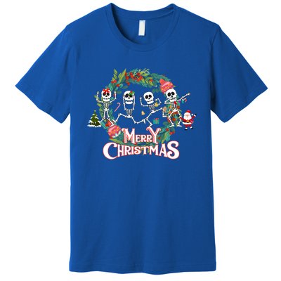 Merry Christmas Funny Dancing Skeletons Xmas Skeleton Dance Meaningful Gift Premium T-Shirt