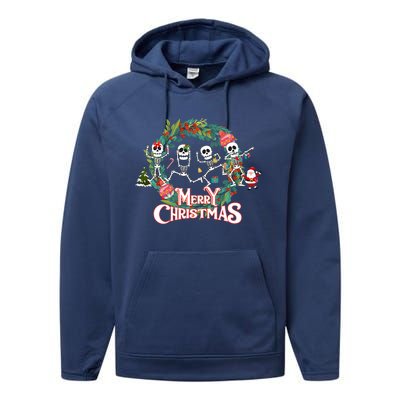 Merry Christmas Funny Dancing Skeletons Xmas Skeleton Dance Meaningful Gift Performance Fleece Hoodie