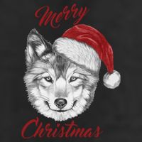 Merry Christmas Funny Wolf Face With Santa Hat Retro Xmas Gift 7 Panel Mesh Trucker Snapback Hat