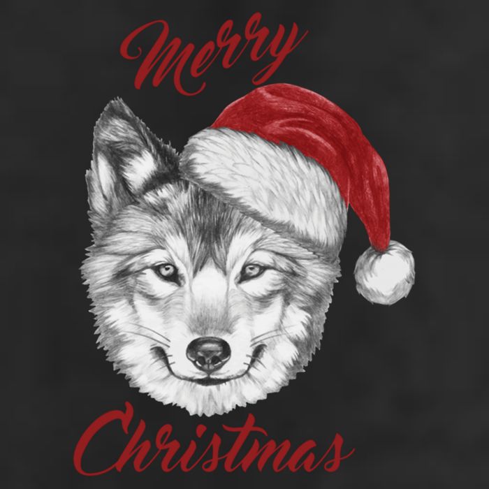Merry Christmas Funny Wolf Face With Santa Hat Retro Xmas Gift 7 Panel Mesh Trucker Snapback Hat