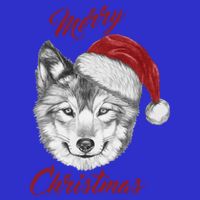 Merry Christmas Funny Wolf Face With Santa Hat Retro Xmas Gift Polo