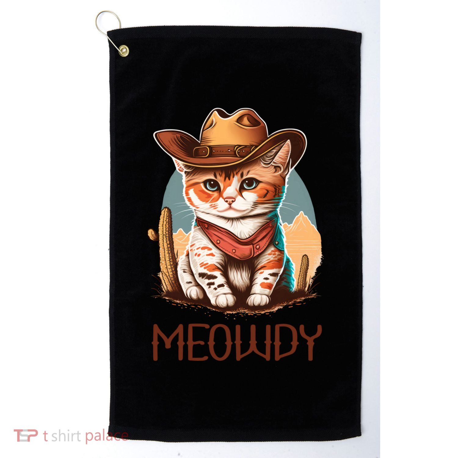 Meowdy Cat Funny Howdy Meme Western Cowboy Kitten Golf Towel
