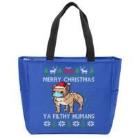 Merry Christmas Frenchie Dog Ugly Christmas French Bulldog Gift Zip Tote Bag