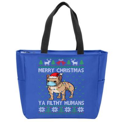 Merry Christmas Frenchie Dog Ugly Christmas French Bulldog Gift Zip Tote Bag