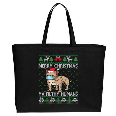 Merry Christmas Frenchie Dog Ugly Christmas French Bulldog Gift Cotton Canvas Jumbo Tote