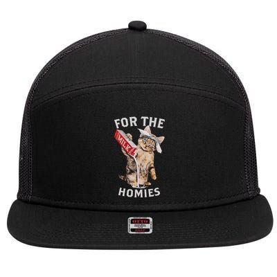 Milk Cat For The Homies Lover 7 Panel Mesh Trucker Snapback Hat