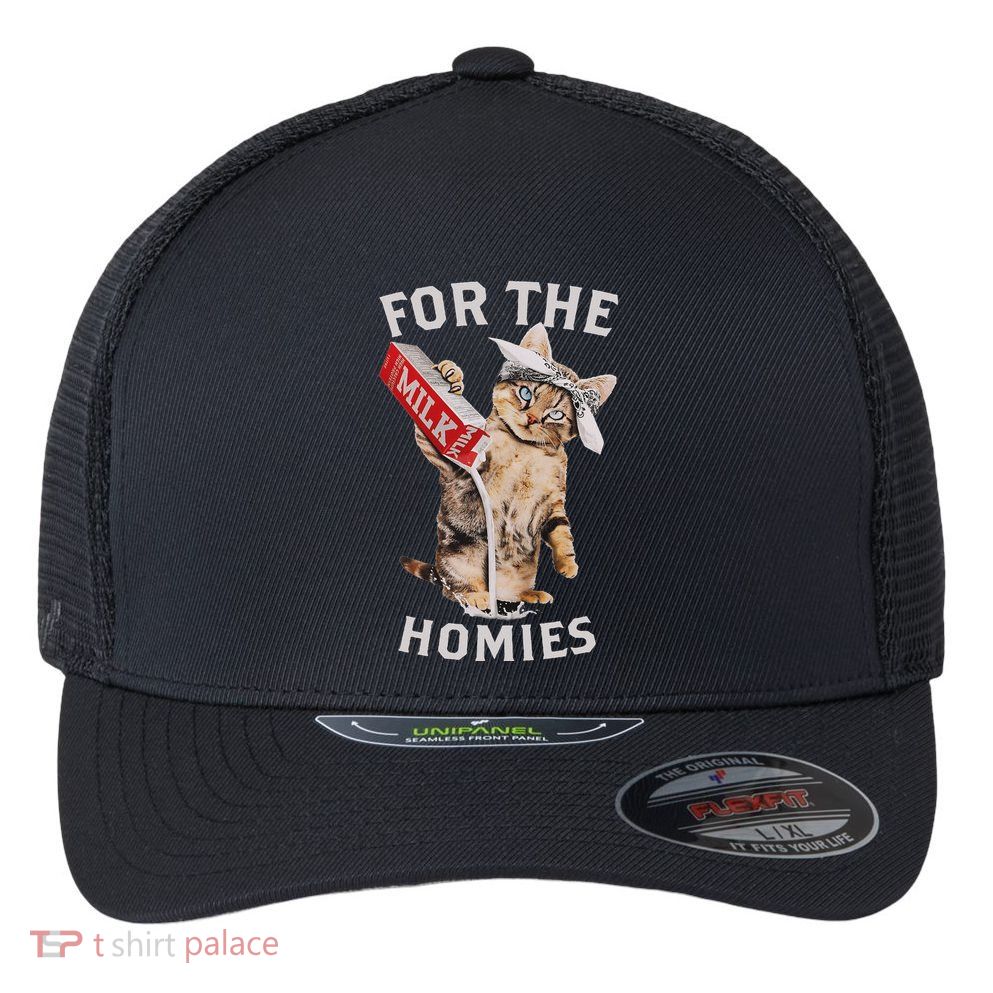 Milk Cat For The Homies Lover Flexfit Unipanel Trucker Cap