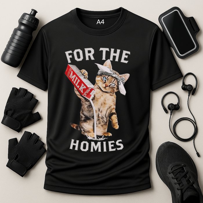 Milk Cat For The Homies Lover Cooling Performance Crew T-Shirt
