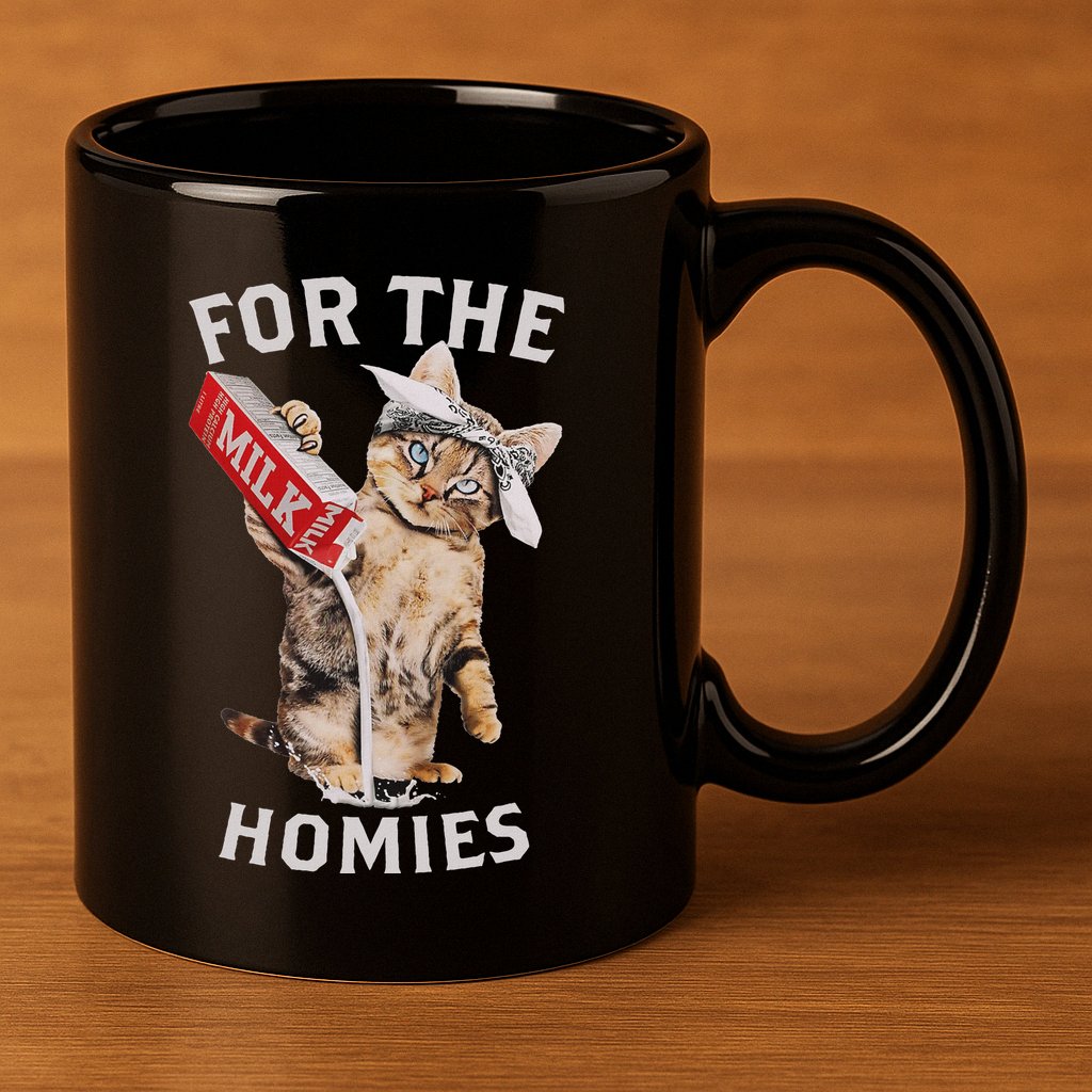 Milk Cat For The Homies Lover 11oz C Handle Ceramic Mug