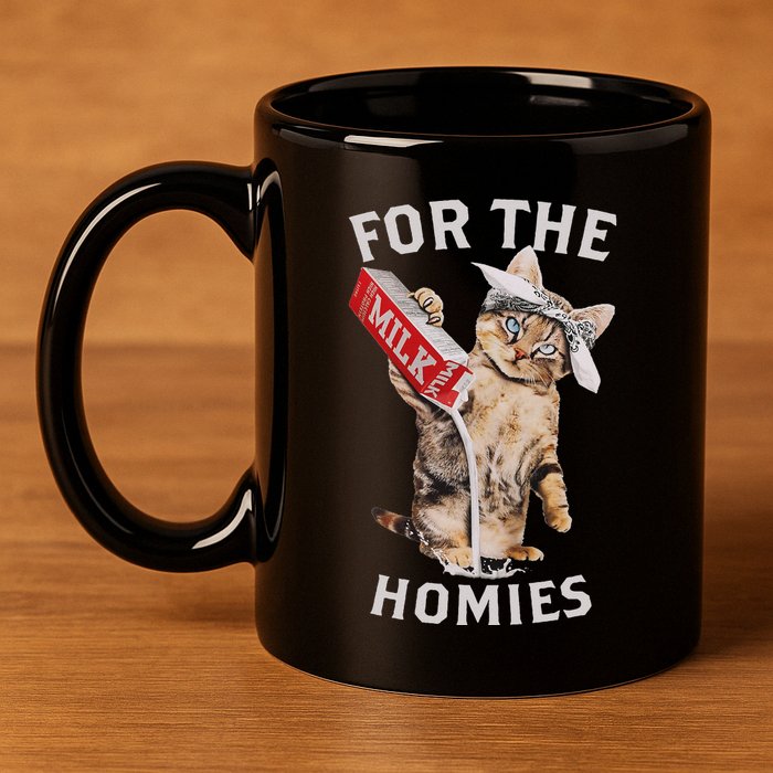 Milk Cat For The Homies Lover 11oz C Handle Ceramic Mug