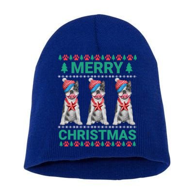 Merry Christmas French Bulldog Puppy Cute Xmas Bulldog Lover Gift Short Acrylic Beanie