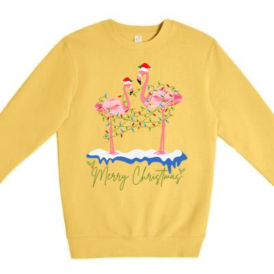 Merry Christmas Flamingo Holiday Premium Crewneck Sweatshirt