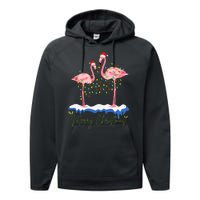 Merry Christmas Flamingo Holiday Performance Fleece Hoodie