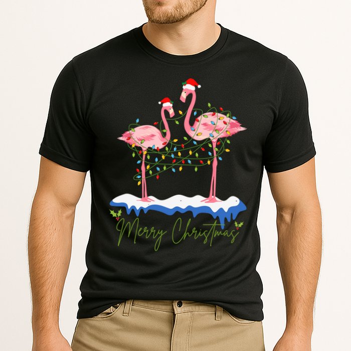 Merry Christmas Flamingo Holiday Cooling Performance Crew T-Shirt