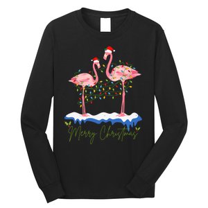 Merry Christmas Flamingo Holiday Long Sleeve Shirt