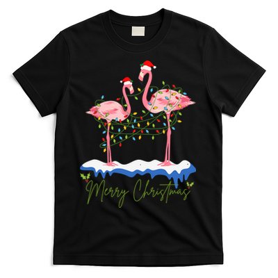Merry Christmas Flamingo Holiday T-Shirt