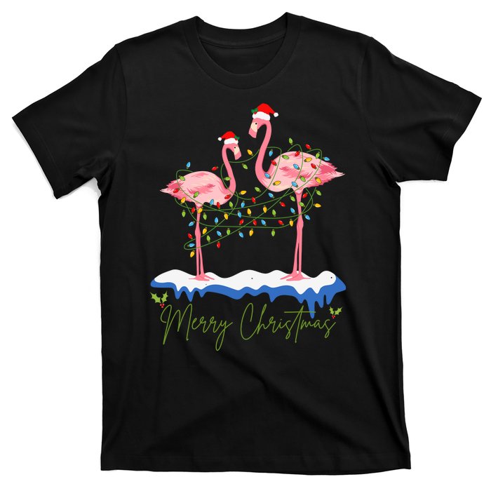 Merry Christmas Flamingo Holiday T-Shirt