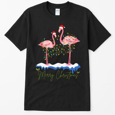 Merry Christmas Flamingo Holiday Tall T-Shirt